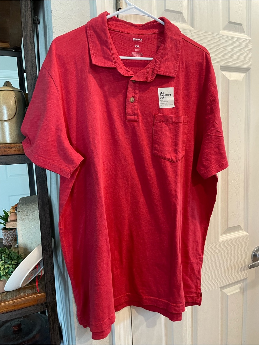 Sonoma THE SUPERSOFT POLO Men’s Red Short Sleeve Golf XXL Shirt 100% Cotton NEW